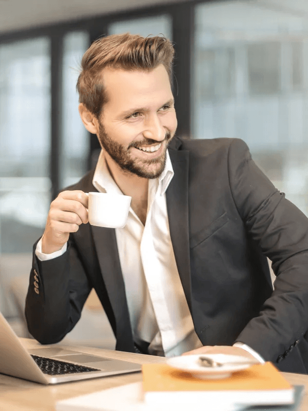 man drinking coffee